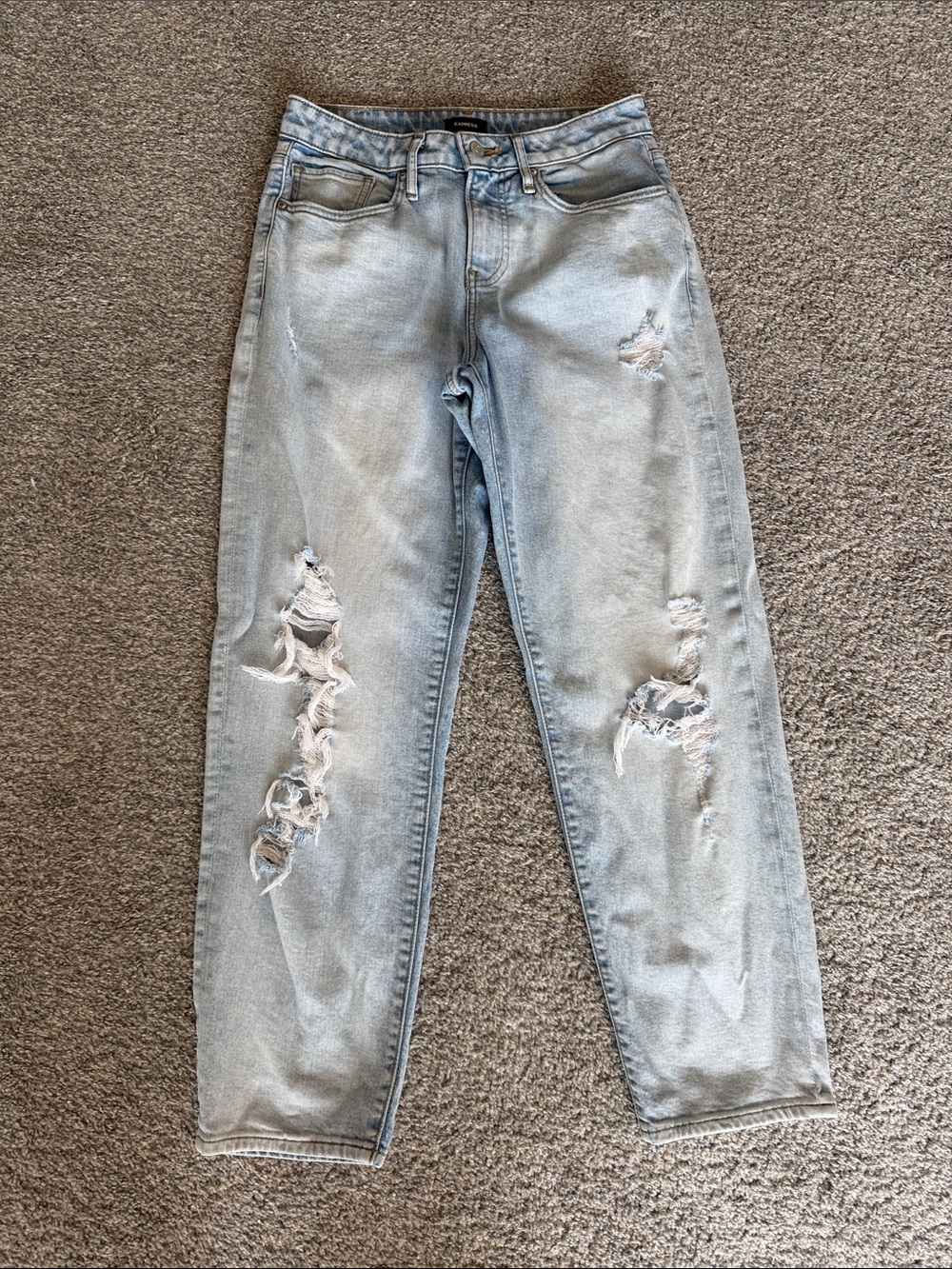 Express Light Blue Distressed Boyfriend Jeans